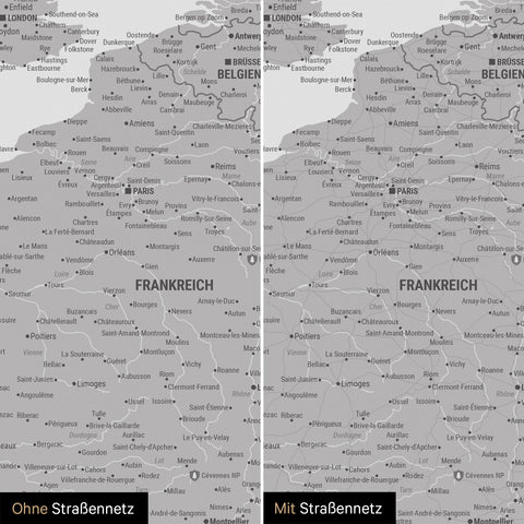 Europe Push Pin Map TRAVEL® – Coolgray (Light Gray)
