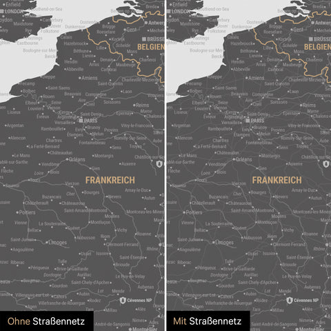 Europe Push Pin Map TRAVEL® – Light Gray