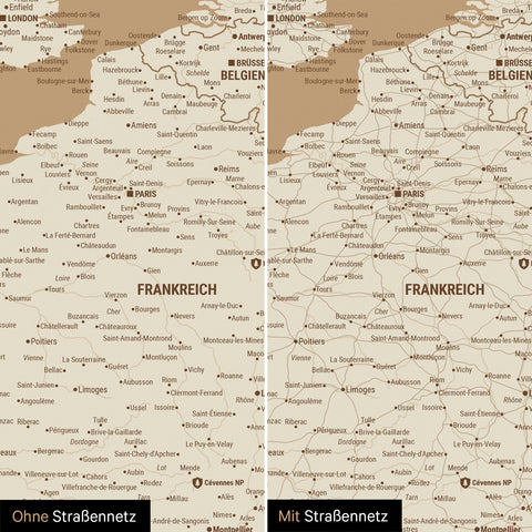 Europe Push Pin Map TRAVEL® – Treasure Gold