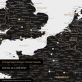Ausschnitt einer magnetischen Europakarte in Light Black (Weiß-Schwarz) zeigt einen Ausschnitt von England, Frankreich und Belgien mit Details wie Nationalparks, Flüssen und zahlreichen kleineren Orten und Städten