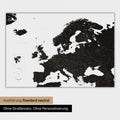 Neutrale und schlichte Ausführung einer magnetischen Europakarte in Light Black (Weiß-Schwarz)
