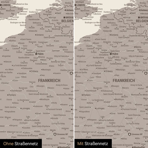 Europe Map TRAVEL® Magnetic Board – Warmgray (Brown-Gray)