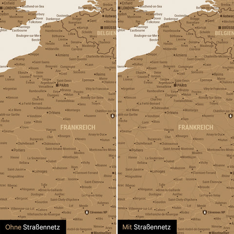 Mapa Europy TRAVEL® Plakat magnetyczny – Bronze