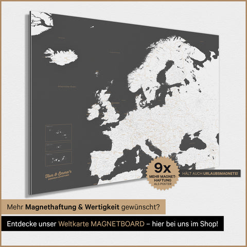 Europe Map TRAVEL® Magnetic Poster – Dark Gray (Dark Gray)