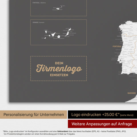 Europe Map TRAVEL® Magnetic Poster – Dark Gray (Dark Gray)