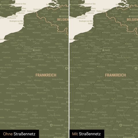 Europe Map TRAVEL® Magnetic Poster – Olive Green