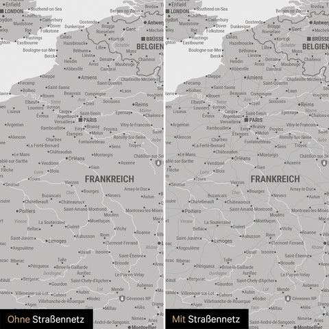 Europe Map TRAVEL® Magnetic Poster – Coolgray (Light Gray)