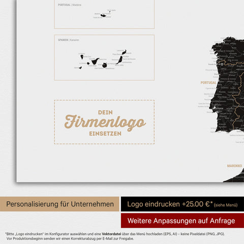 Mapa Europy TRAVEL® Plakat magnetyczny – Light Black