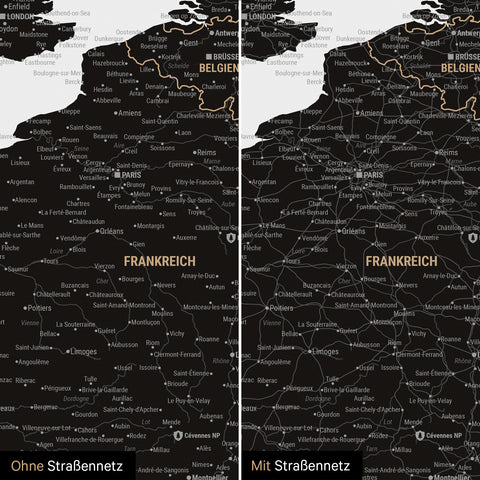 Mapa Europy TRAVEL® Plakat magnetyczny – Light Black