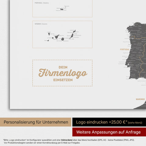 Mapa Europy TRAVEL® Plakat magnetyczny – Jasnoszary