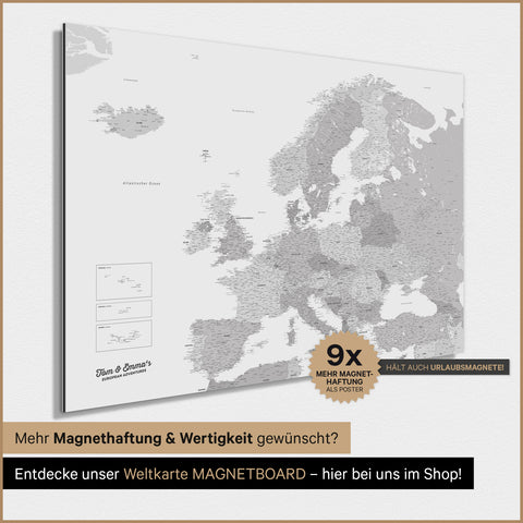 Mapa Europy TRAVEL® Plakat magnetyczny – Multicolor Gray
