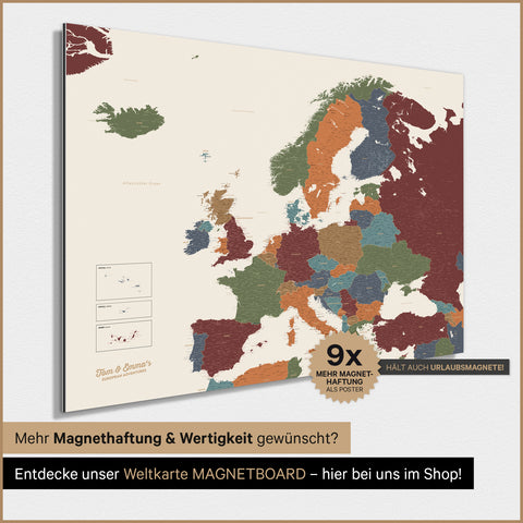 Mapa Europy TRAVEL® Plakat magnetyczny – Multicolor Vivid