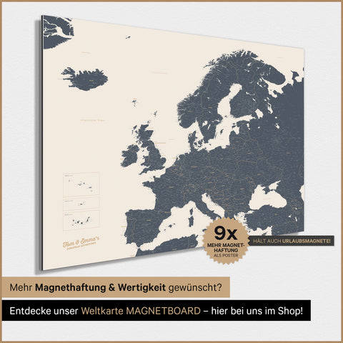 Mapa Europy TRAVEL® Plakat magnetyczny – Navy Light