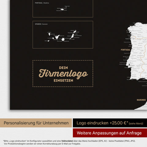Europe Map TRAVEL® Magnetic Poster – Dark Black (Black-White)