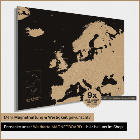 Mapa Europy TRAVEL® Plakat magnetyczny – Sonar Black