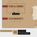 Magnetische Europa-Karte in einem modernen Design in Treasure Gold als Magnet-Poster mit Personalisierung als Logo mit einer Weltkugel