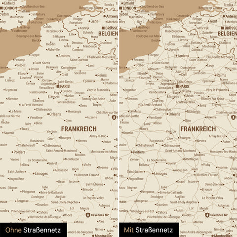 Europe Map TRAVEL® Magnetic Poster – Treasure Gold
