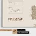 Europe map for pinning in Desert Sand with personalization in vintage style