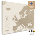 Europe map in the color Desert Sand in a modern, minimalist design as a canvas for pinning trips and places