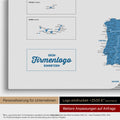 Europe map pinboard in blue with the impression of a company logo for businesses