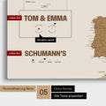 Europe map in a modern design in bronze as a Push Pin Map with personalization as a logo with a globe
