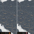 Europe map design in denim blue optionally in German or English language