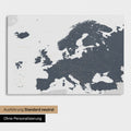 Neutral standard Version of the detailed Europe map as a pinboard canvas in Denim Blue without personalization
