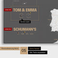 Europe map in a modern design in dark gray as a Push Pin Map with personalization as a logo with a globe