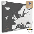 Europe map in the color dark gray in a modern, minimalist design as a canvas for pinning trips and places