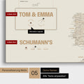 Europe map in a modern design in gold as a Push Pin Map with personalization as a logo with a globe