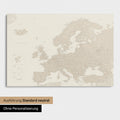 Neutral standard Version of the detailed Europe map as a pinboard canvas in gold without personalization