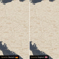 Europe map design in Hale Navy (blue-gold) optionally in German or English language