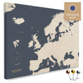 Europe map in the color Hale Navy (blue-gold) in a modern, minimalist design as a canvas for pinning trips and places