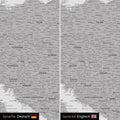 Europe map design in light gray optionally in German or English language