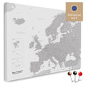 Europe map in the color light gray in a modern, minimalist design as a canvas for pinning trips and places