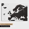Neutral standard Version of the detailed Europe map as a pinboard canvas in Light Black (White-Black) without personalization