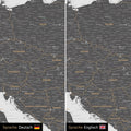 Europe map design in light gray optionally in German or English language