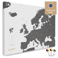 Europe map in the color Light Gray in a modern, minimalist design as a canvas for pinning trips and places