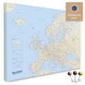 Europakarte in der Farbe Multicolor Classic in einem modernen, minimalistischem Design als Leinwand zum Pinnen von Reisen und Orten