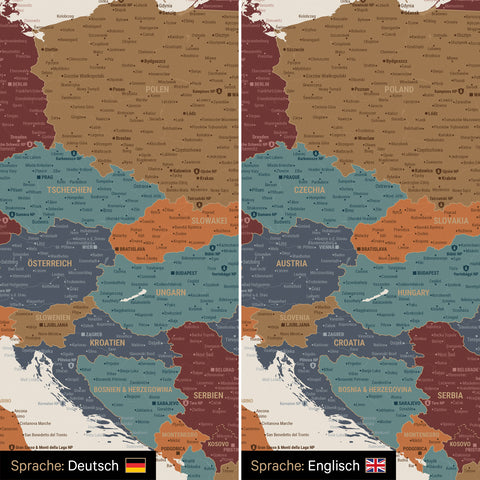 Europe Push Pin Map TRAVEL® – Multicolor Vivid
