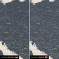 Europe map design in Navy Light optionally in German or English language