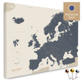Europe map in the color Navy Light in a modern, minimalist design as a canvas for pinning trips and places