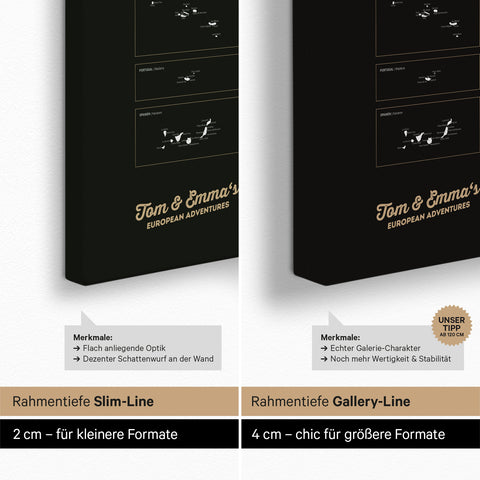 Mapa Europy TRAVEL® Canvas z pinezkami – Dark Black (Czarno-biały)