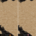 Europe map design in treasure gold optionally in German or English language