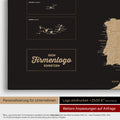 Europe map pinboard in Treasure Gold with imprint of a company logo for businesses