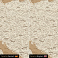 Europe map design in treasure gold optionally in German or English language