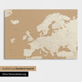 Neutral standard Version of the detailed Europe map as a pinboard canvas in Treasure Gold without personalization
