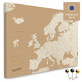 Europe map in the color Treasure Gold in a modern, minimalist design as a canvas for pinning trips and places
