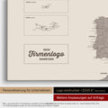 Europe map pinboard in warm gray (brown-gray) with the impression of a company logo for businesses