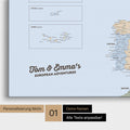 Map of Political Europe as a pinboard canvas in multicolor atlas with personalization and names in a modern script font